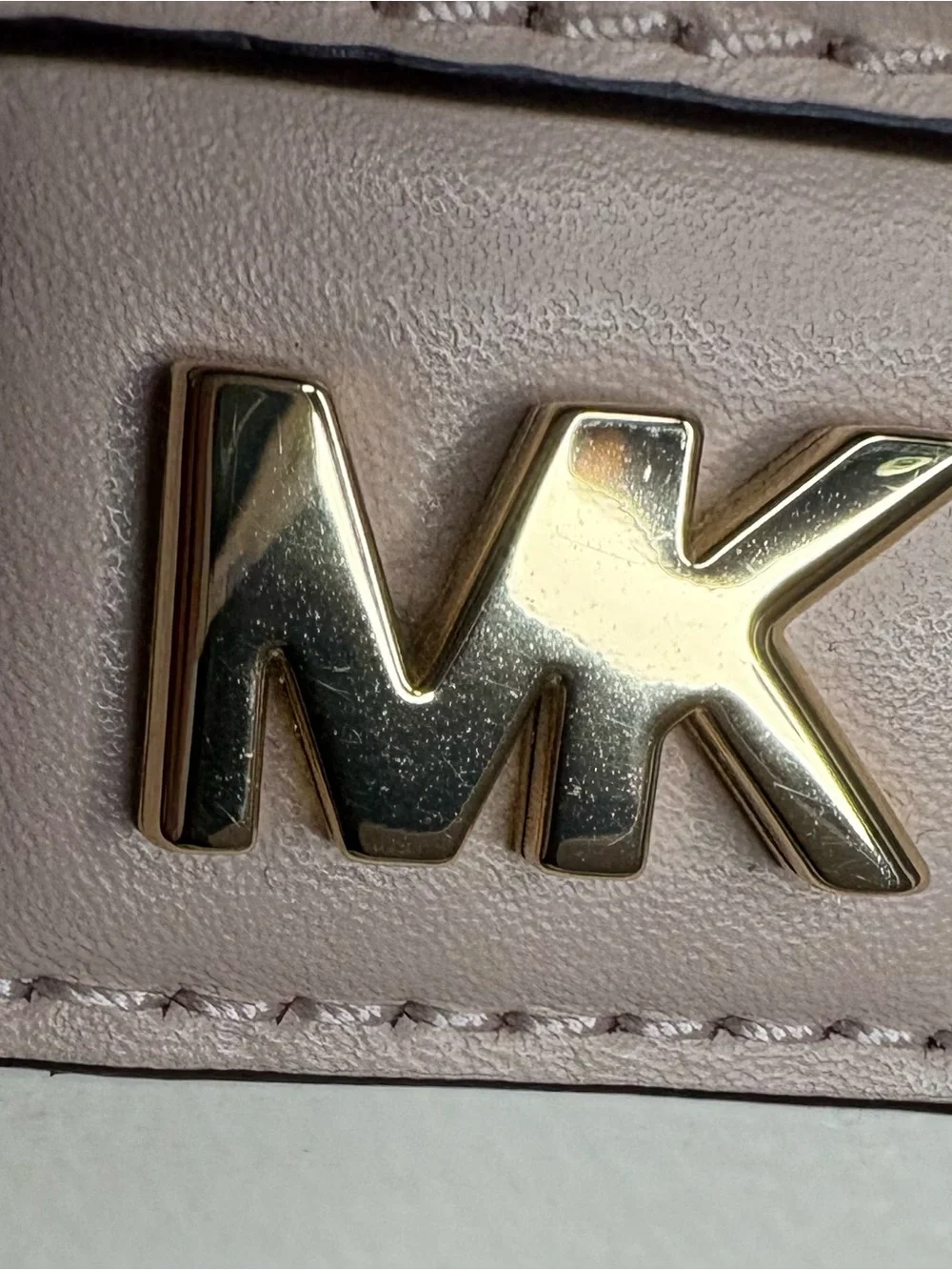 Michael Kors Blush Pink and Cream Signature Crossbody with Gold Hardware